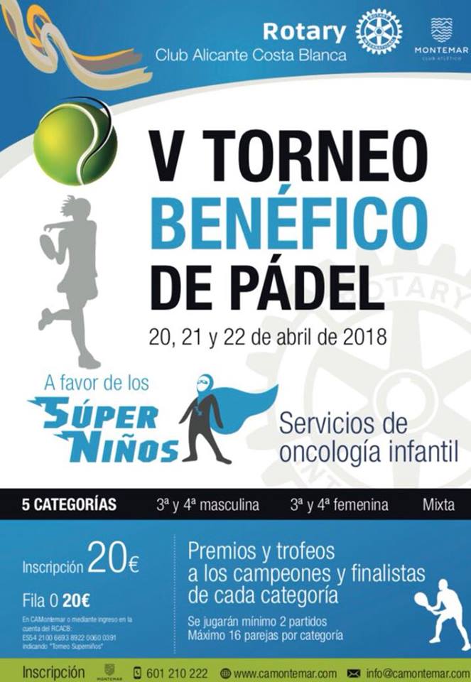 V TORNEO BENÉFICO DE PADEL A FAVOR DE LOS SÚPER NIÑOS